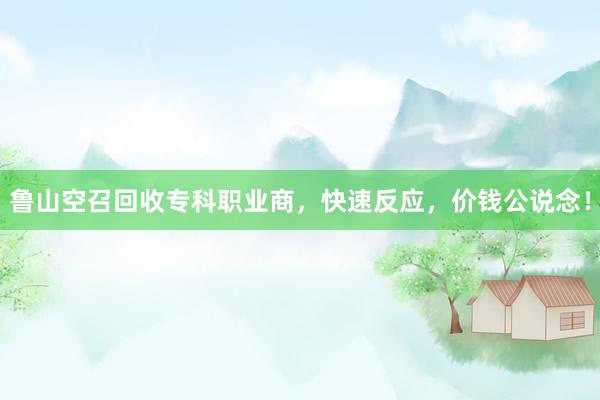 鲁山空召回收专科职业商，快速反应，价钱公说念！